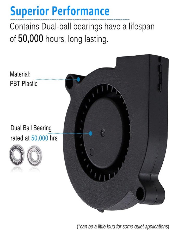 GDSTIME 2Pcs 50mm 5015 Blower Fan 24V Brushless Dual Ball Bearing Turbo Cooling 50x15mm 2Pin 39 inch Cable for 3D Printer Hotend Extruder - Image 4